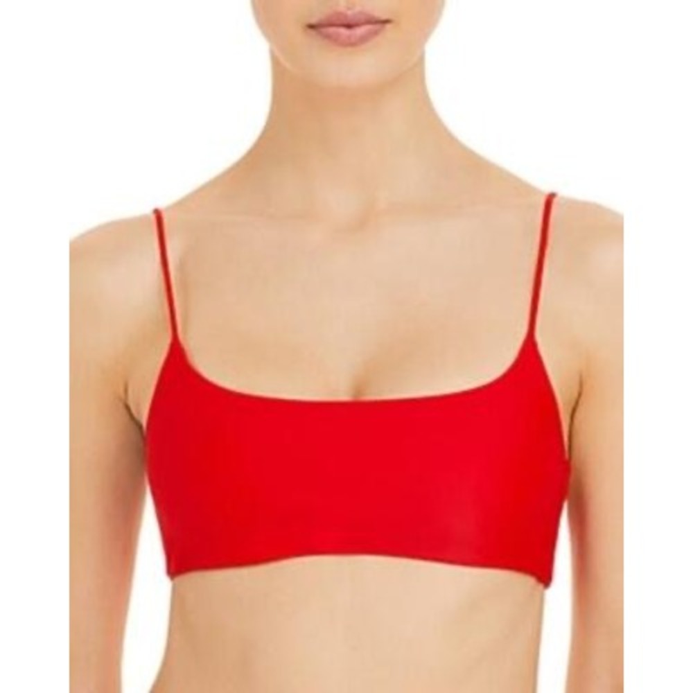 JADE Swim Muse Scoop Top Lava Red Minimalist Bikini Top Beach Small NEW